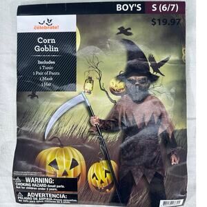 Corn Goblin Scary Scarecrow Costume Kids Sz S 6/7 Halloween Costume Pretend Play